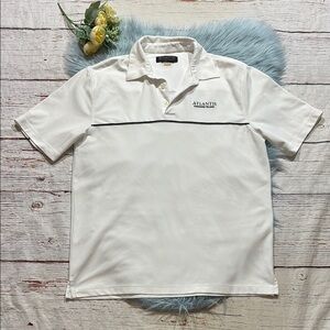 Greg Norman Atlantis Paradise Island White Short Sleeve Polo Shirt sz M